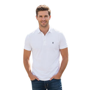 AllSaints White Polo Shirt Ram Skull Logo Men’s Large Designer Minimalist